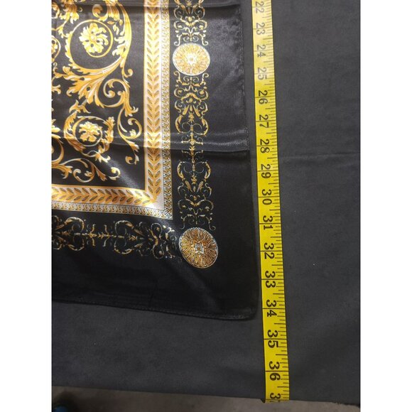 Gold Baroque Square Scarf 100% Polyester Black & Gold Accents  35"x35" - Picture 5 of 12